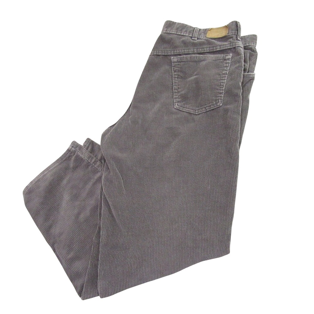 LL‎ Bean Corduroy Pants Mens 38x30 Gray Vintage Straight Leg Made in USA 14583